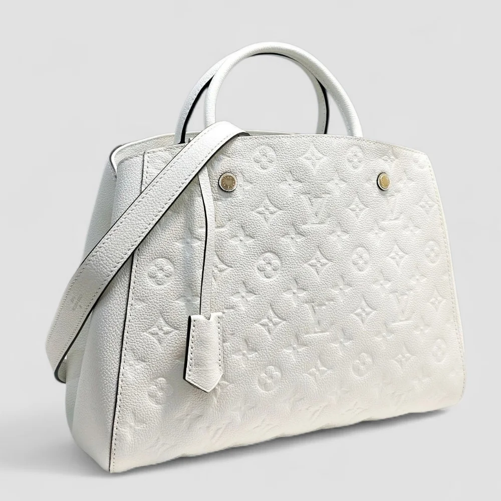Louis Vuitton Montaigne MM Monogram Empreinte White Leather Satchel Shoulder Bag